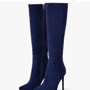 Amazon Women's Navy Suede Over-The-Knee Stiletto Boots